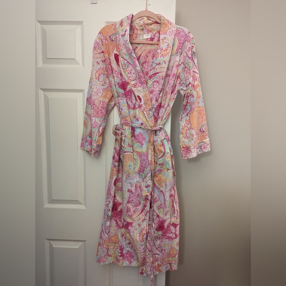 Colorful paisley long cotton bathrobe robe - Picture 2 of 9